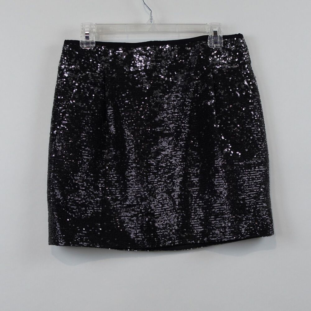 J. Crew Sequin Mini Skirt 8 Black Y2K Whimsygoth Party Evening Festive